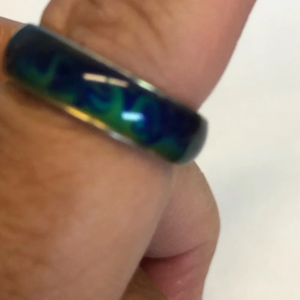 Blue and Green Enamel mood ring Band size 9